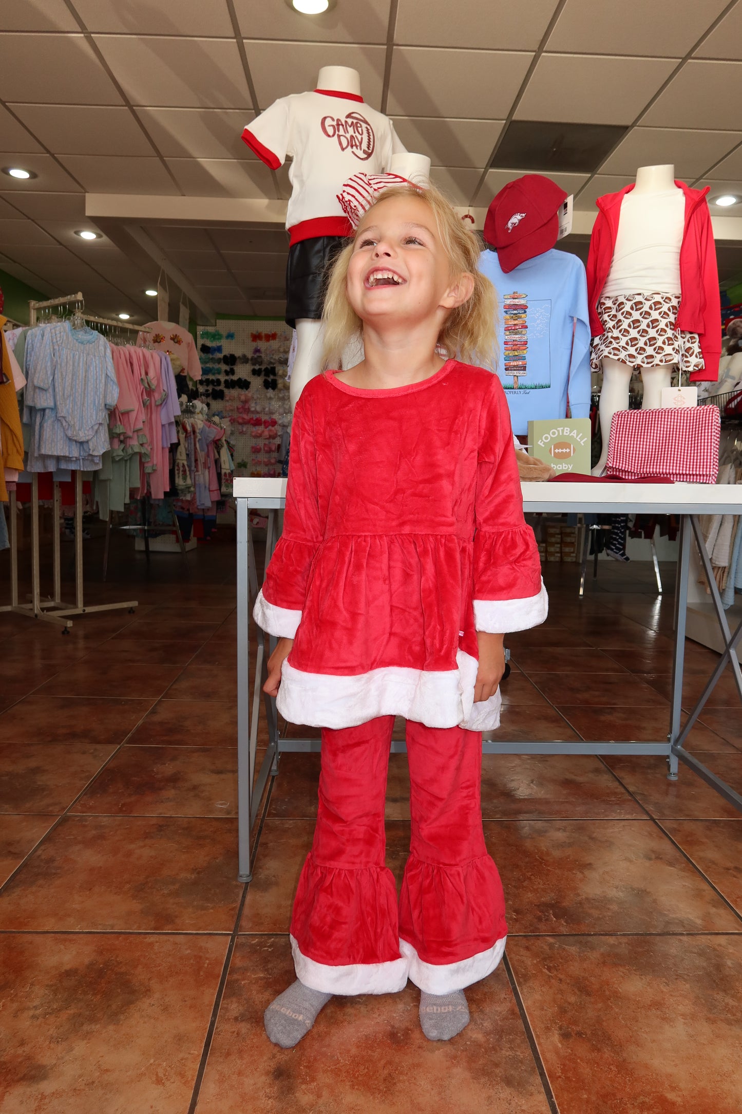 ‼️PRE-ORDER ‼️Red Velour Santa Tunic & Flare Pant Set