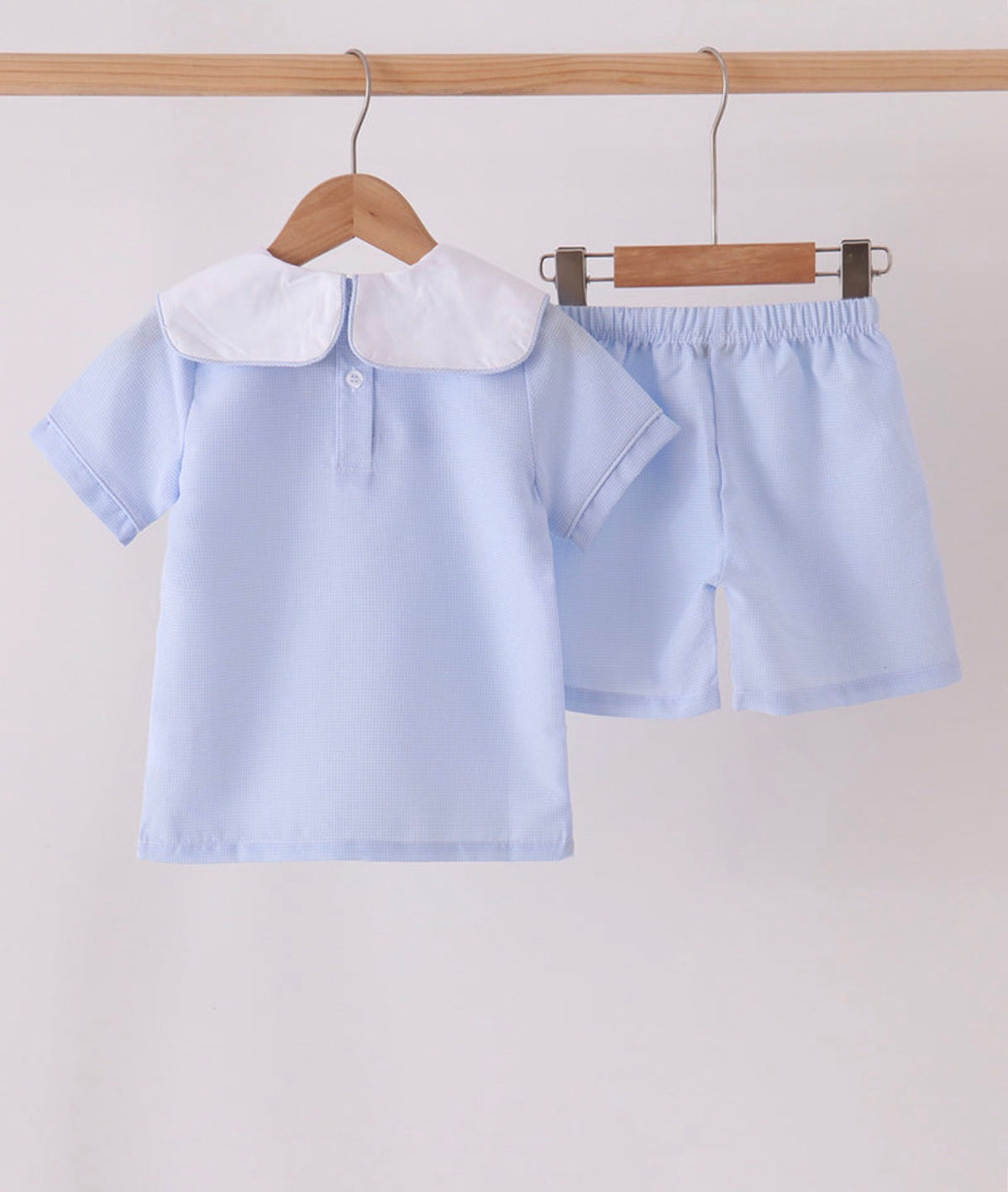 Blue Turkey Embroidered Plaid Set
