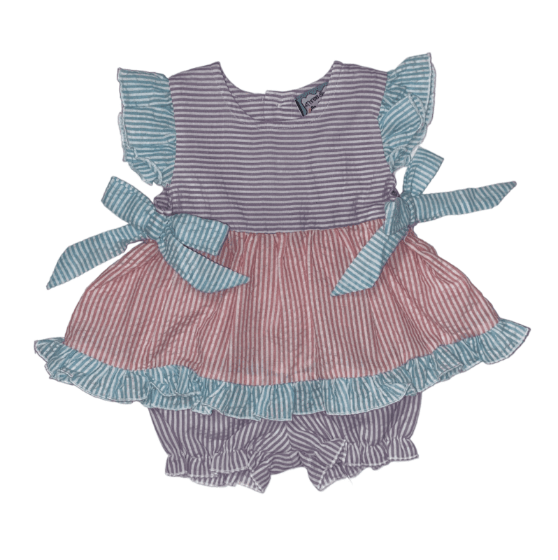 Seersucker Colorblock Tie Bloomer Set