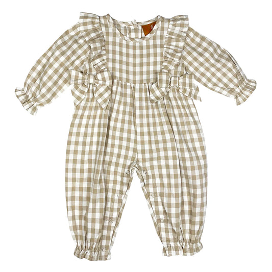 Khaki Gingham Evelyn Romper