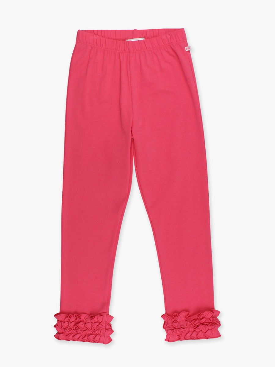 Hot Pink Leggings- Ruffled Ankle