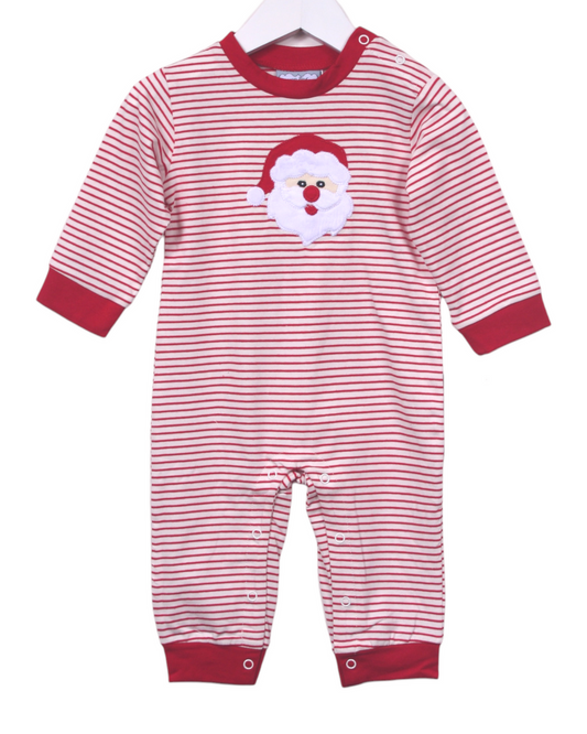 Santa Applique Red Stripe Boys Romper