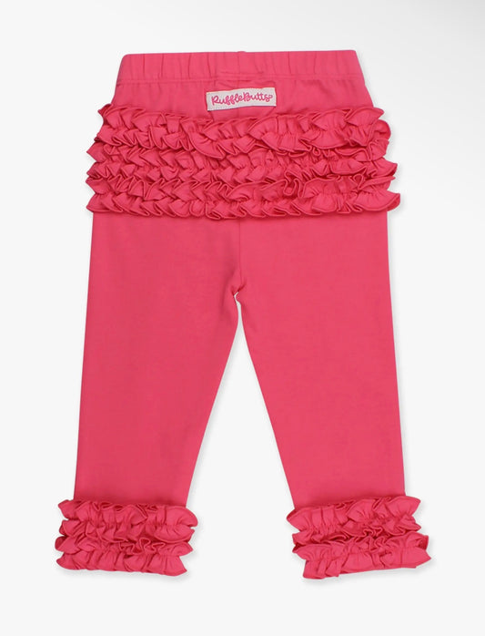Hot Pink Leggings- Ruffled Rear + Ankle