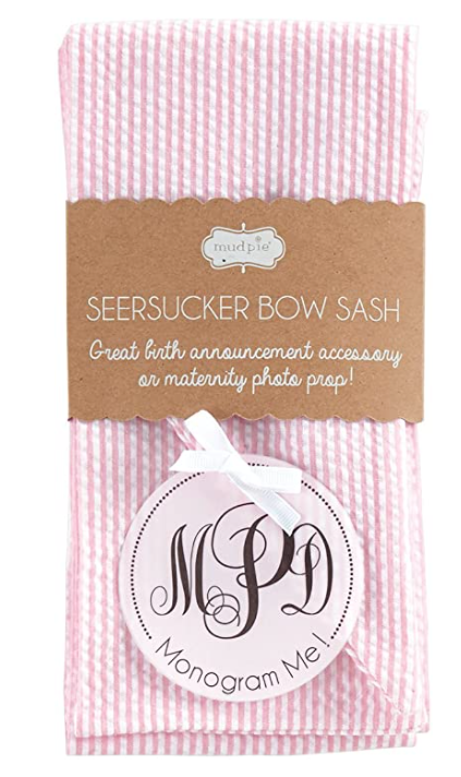 Pink Seersucker Bow Sash