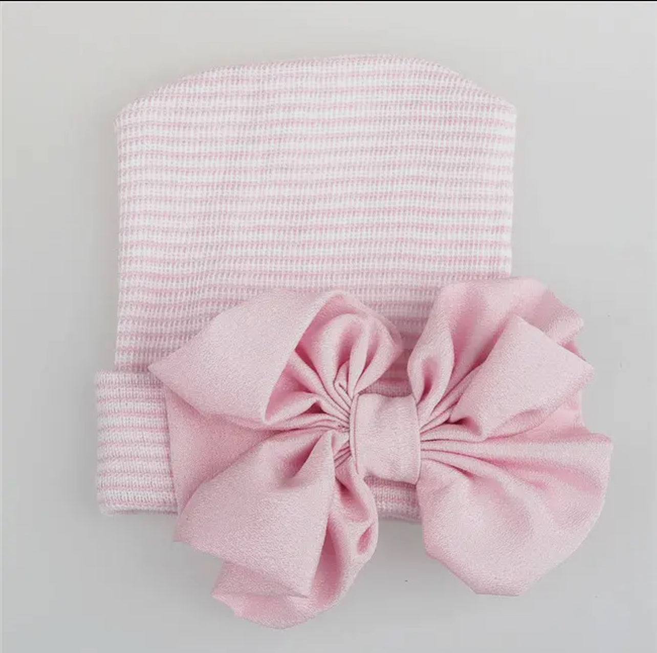 Sweet Pink Stripe + Bow Hospital Hat