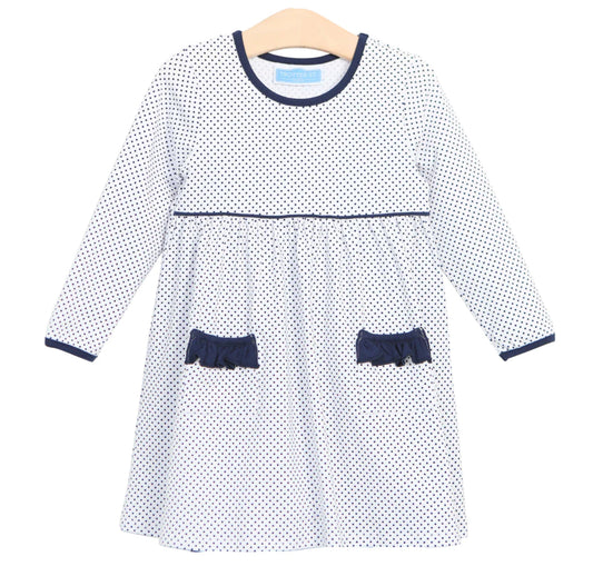 Millie Pocket Dress Navy Dot