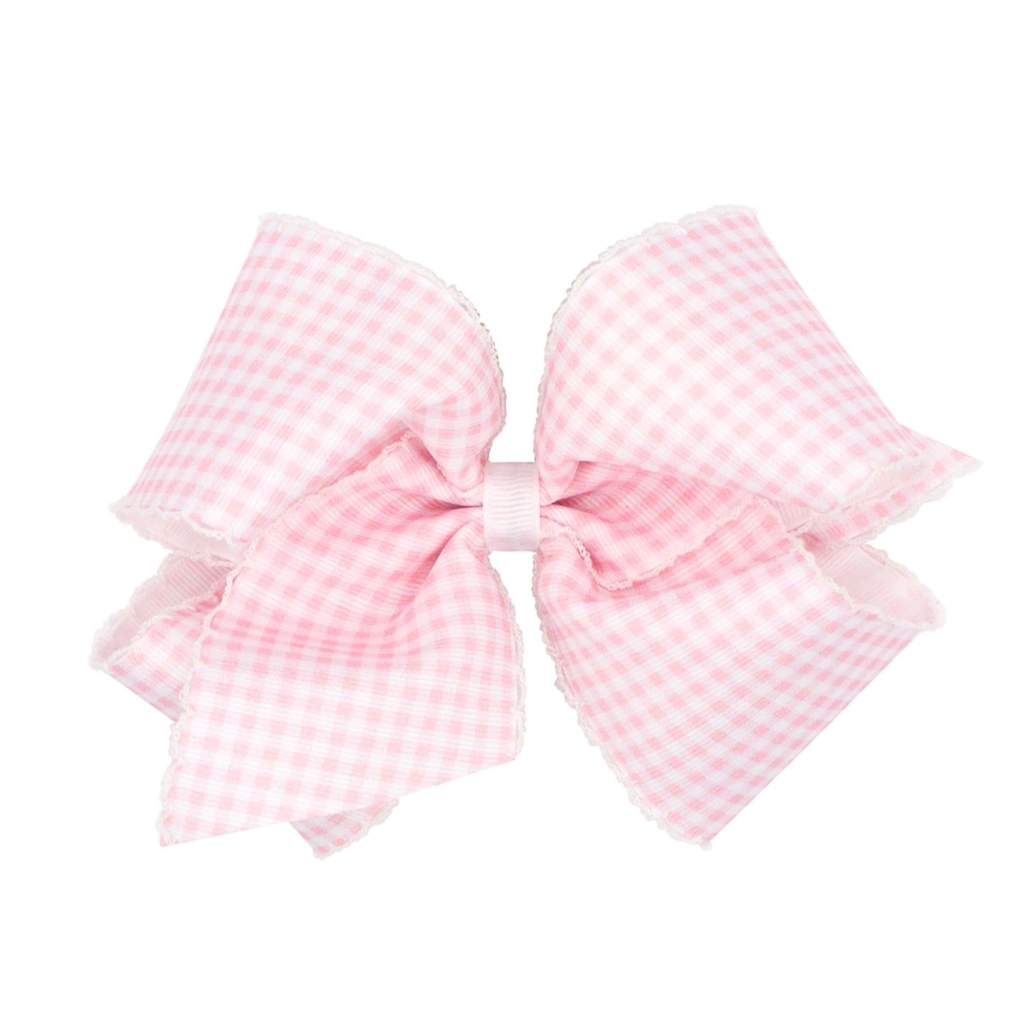 Lt Pink Gingham Moonstitch Bow