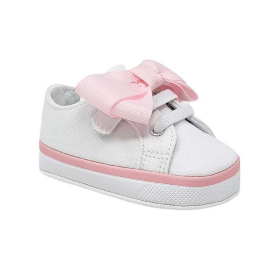 Grace Pink Bow Canvas Baby Sneaker