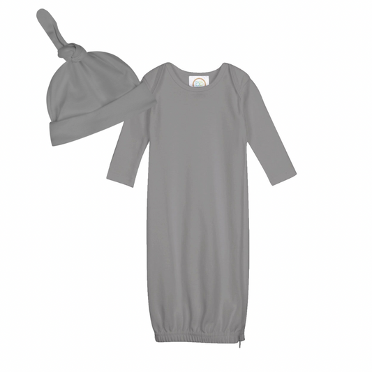 Grey Gown & Knotted Hat Set