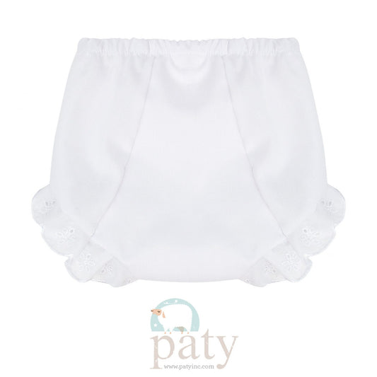 White Diaper Cover w/ Eyelet