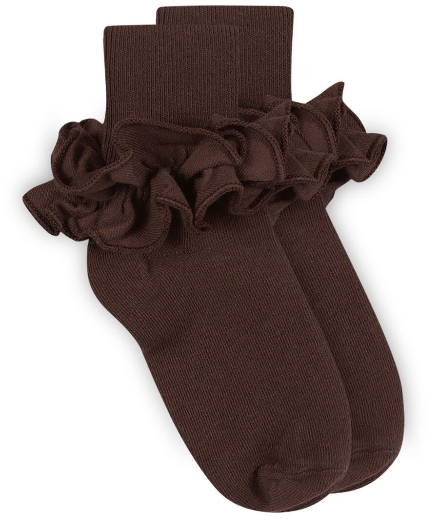 Chocolate Misty Ruffle Turn Cuff Sock