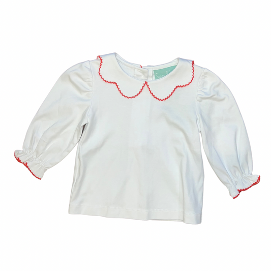 Moon-stitch Scalloped Collar Shirt