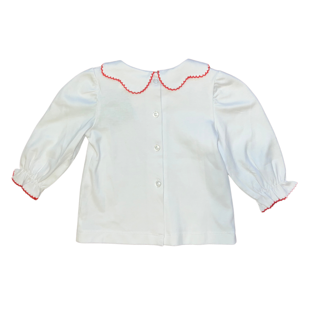 Moon-stitch Scalloped Collar Shirt