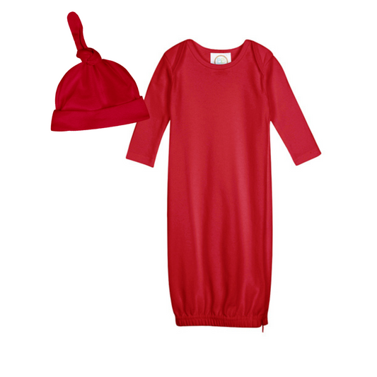 Red Gown & Knotted Hat Set