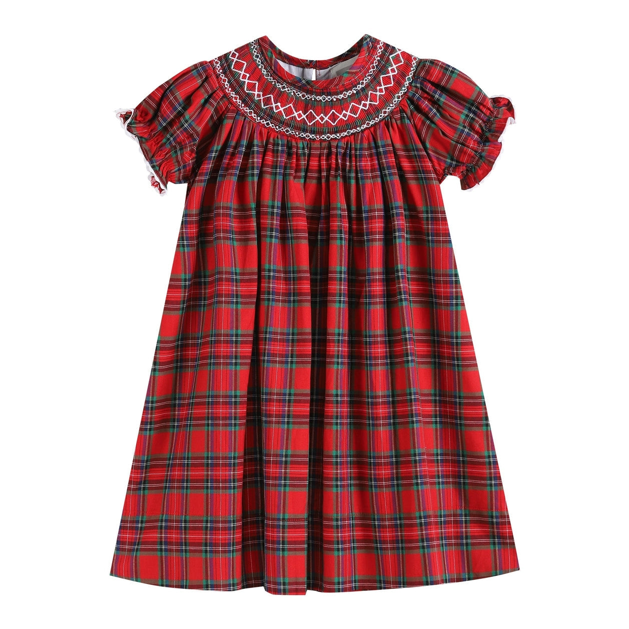 Smocked Bishop Dress | Red Christmas Plaid