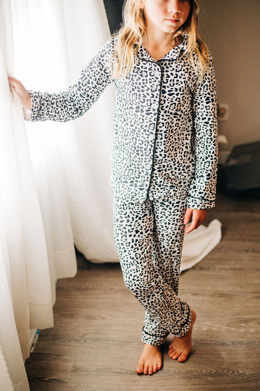Leopard - Long Sleeve Button Down Pajamas