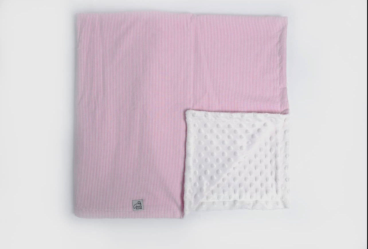 Pink Seersucker Minky Dot Blanket