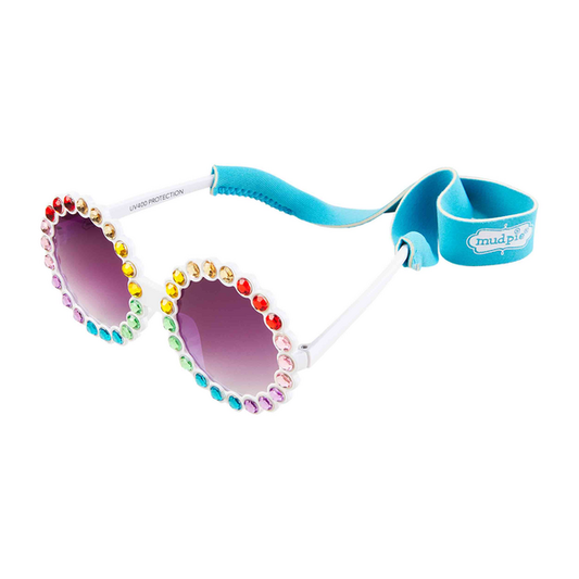 Toddler White Round Sunglass Set