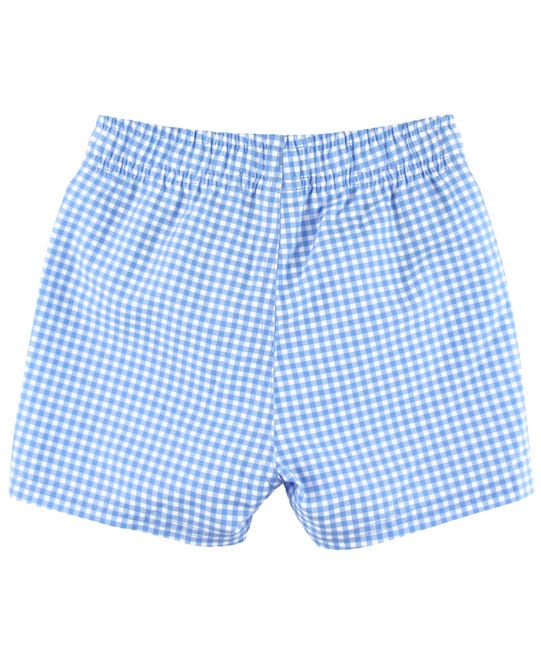 Blue Gingham Swim Trunk