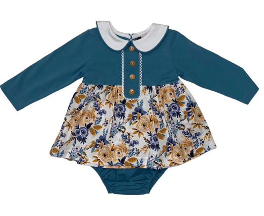 Indigo Blooms L/S Bloomer Set