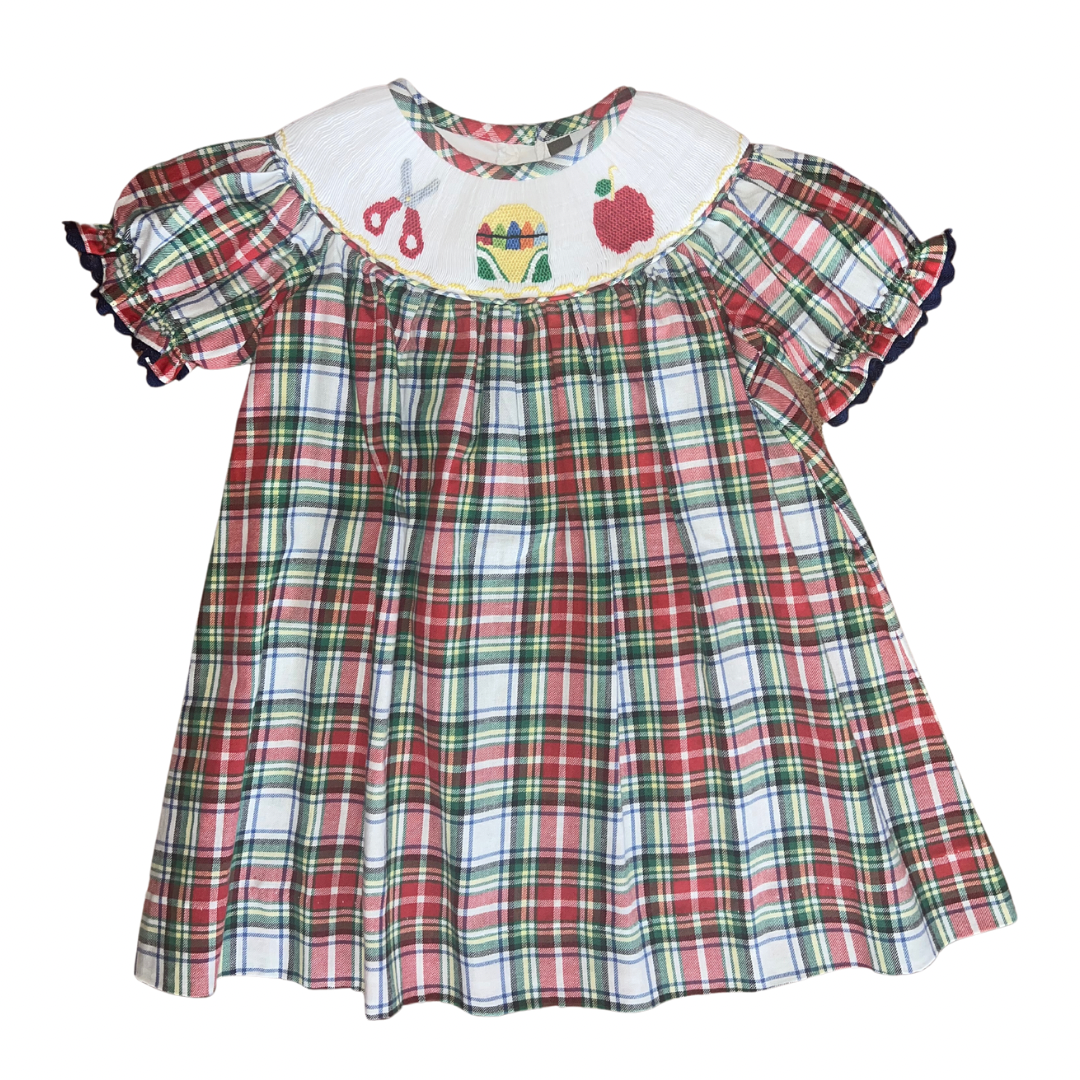 School Fun Smocked Plaid Dress