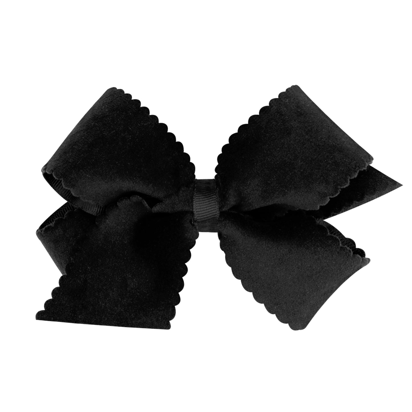 Black Grosgrain with Scalloped Edge Faux Velvet Overlay