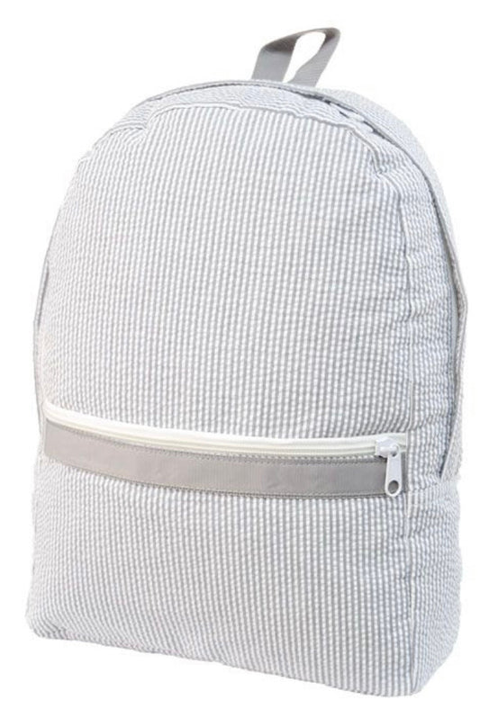 Grey Seersucker Backpack