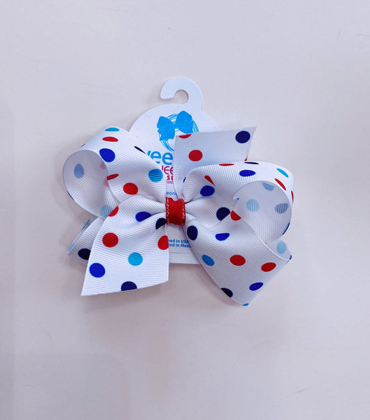 Red, White & Blue Polka Dot Bow