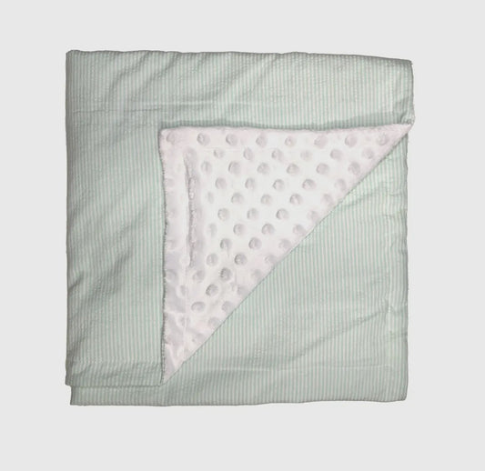 Mint Seersucker Minky Blanket