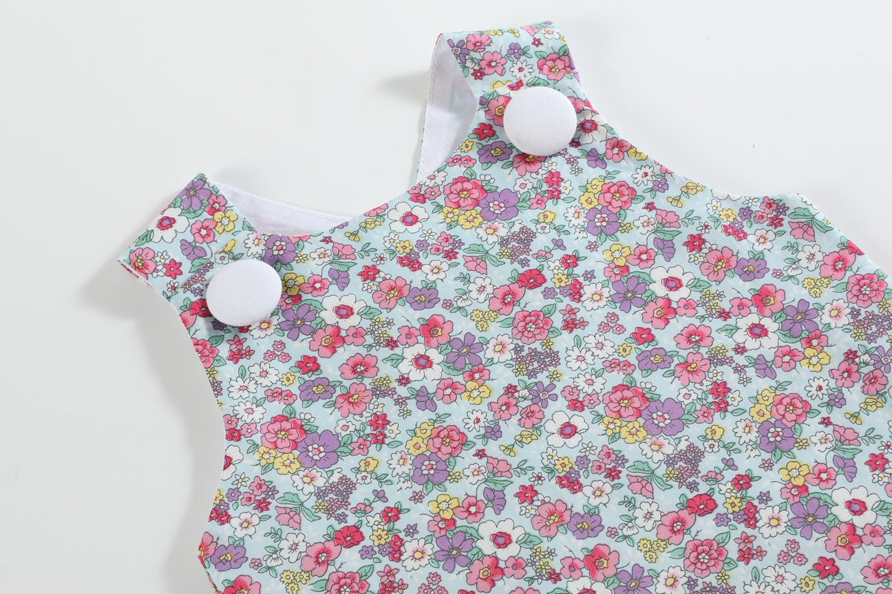 Blue Floral Print Top and Bloomer Set