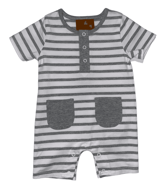 Caden Grey Stripe Romper