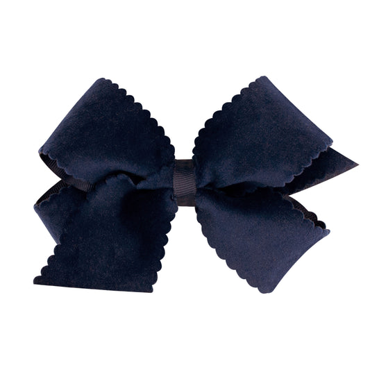 Navy Grosgrain with Scalloped Edge Faux Velvet Overlay