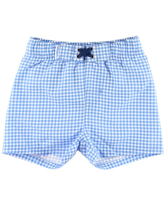 Blue Gingham Swim Trunk