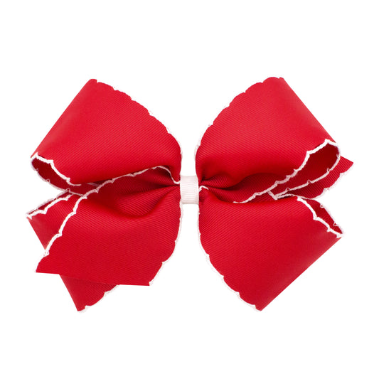 Red w/ White Grosgrain Bow with Contrasting Moonstitch Edge and Wrap