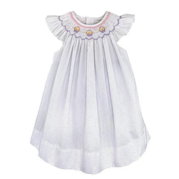 Lavender Dot Basket Smocked Dress