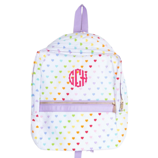 Tiny Hearts Seersucker Backpack