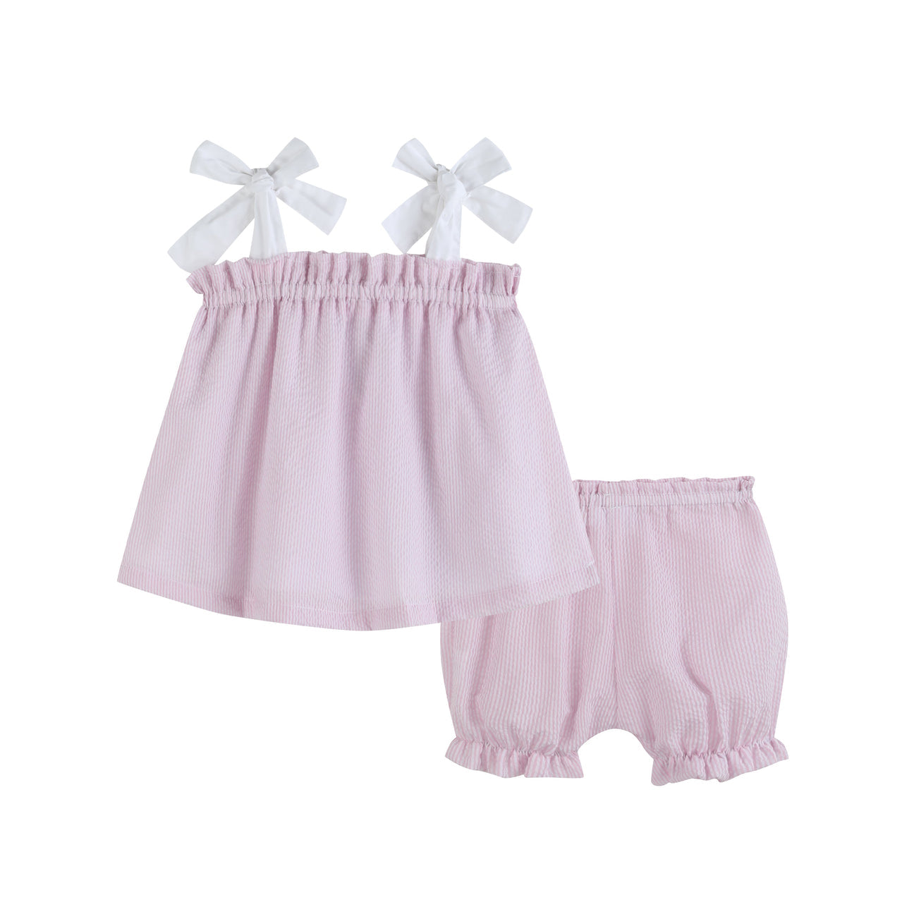 Pink Seersucker Bow 2pc Set