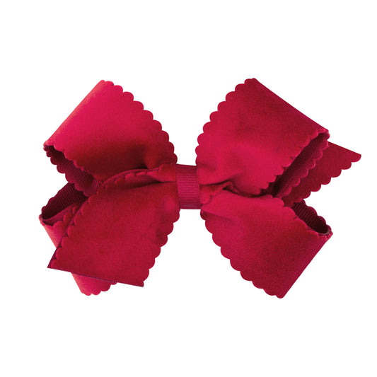 Cranberry Grosgrain with Scalloped Edge Faux Velvet Overlay