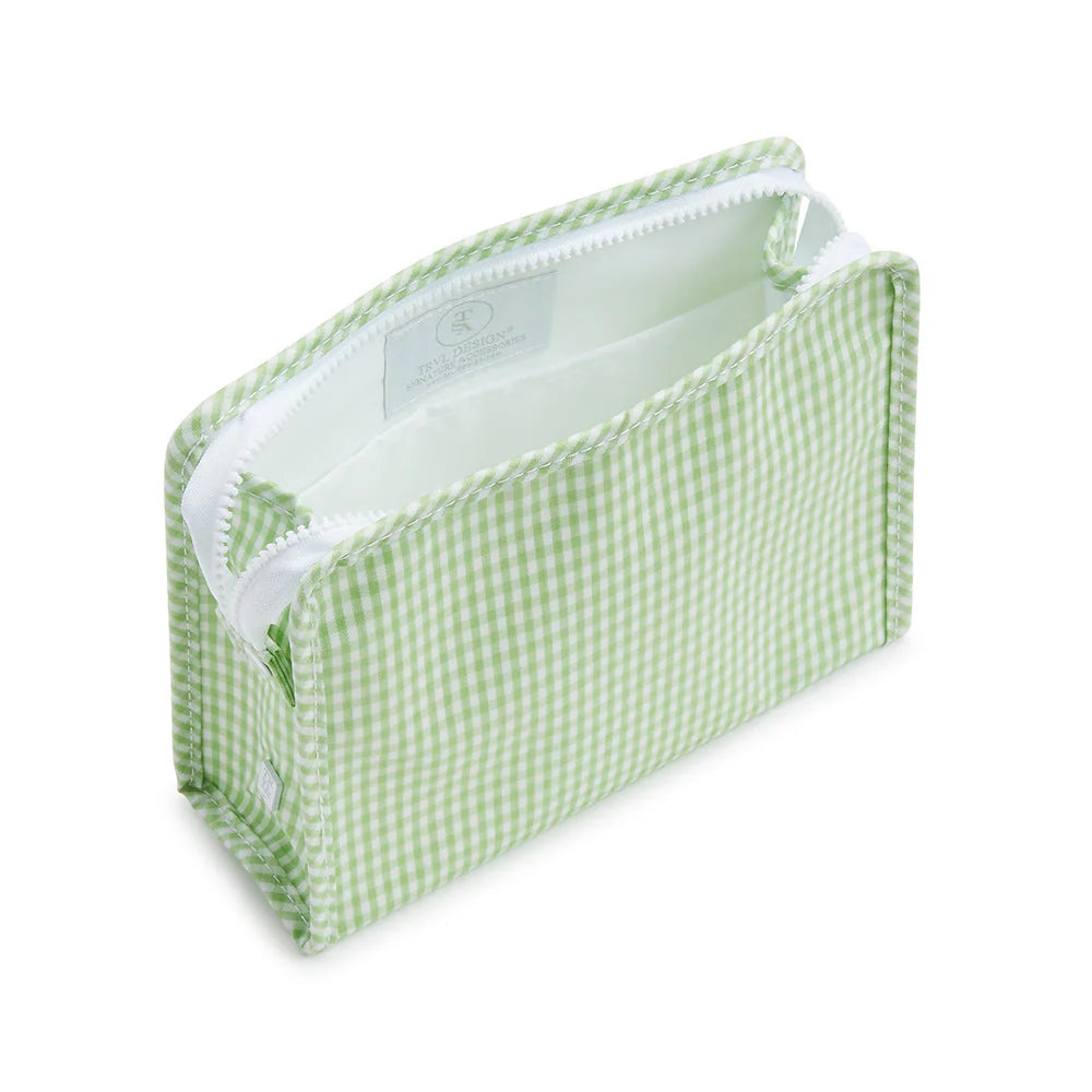 Roadie Medium Zip Pouch- Gingham Leaf2 by TRVL Design