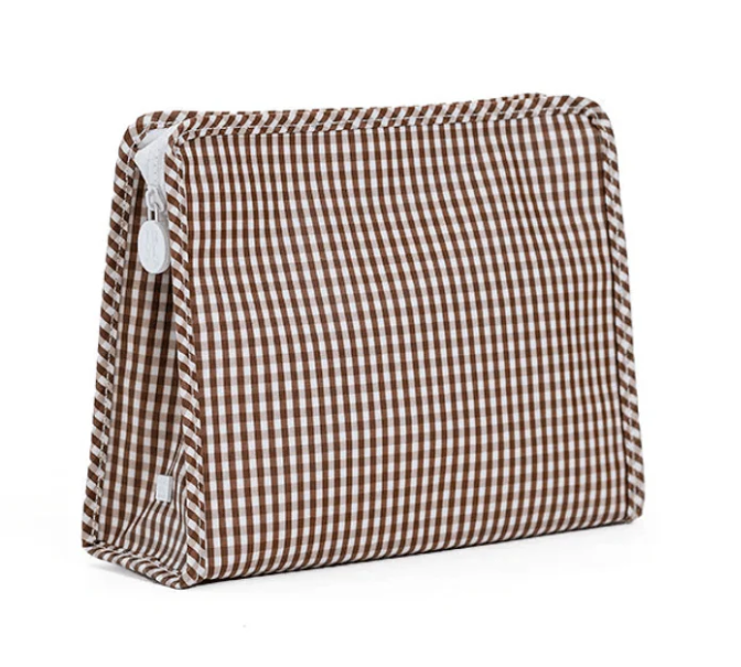 Roadie Large Zip Pouch- Gingham Coco by TRVL Design