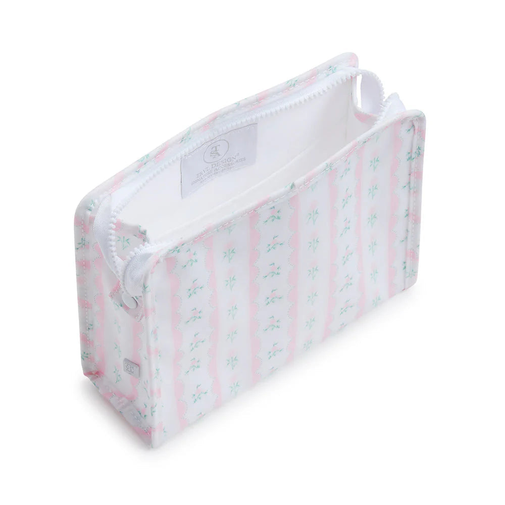 Roadie Medium Zip Pouch- Ribbon Floral Pink by TRVL Design