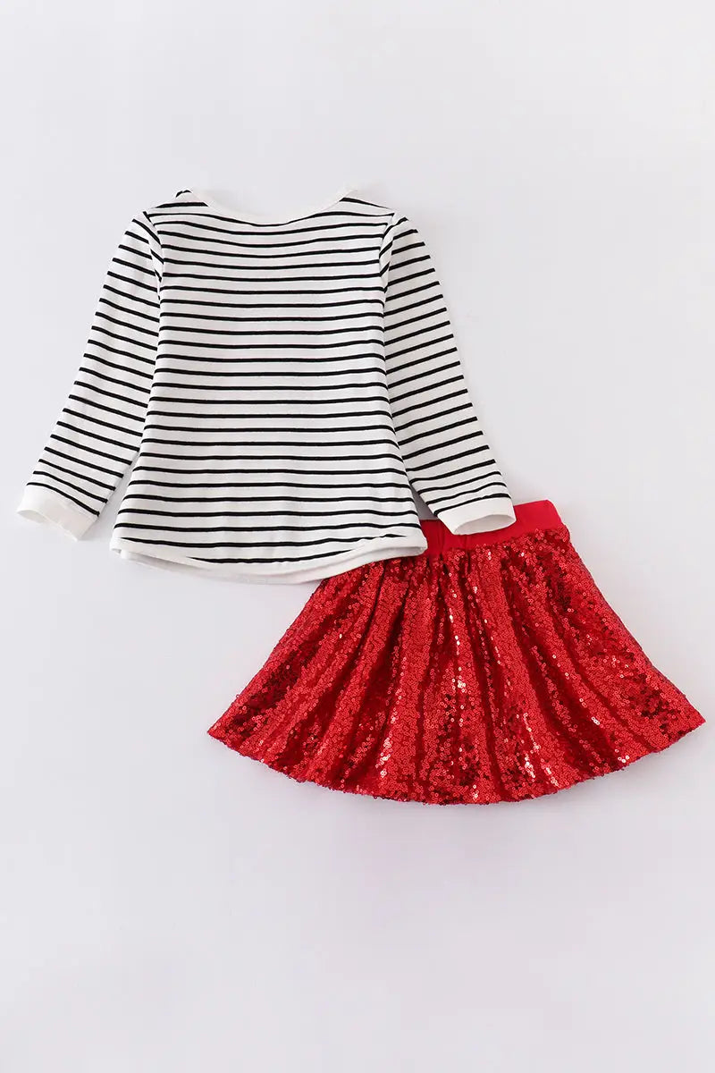 Stripe Sequin Skirt and Top Set