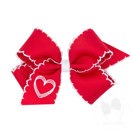 Wee Ones Embroidered Heart Bow