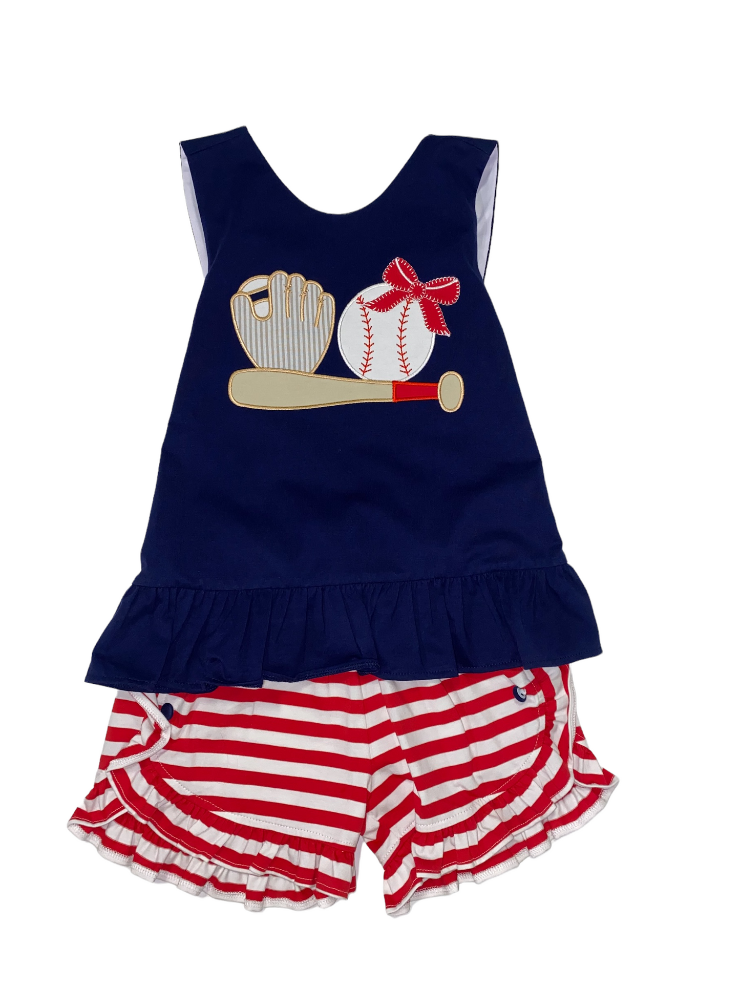 Baseball Appliqué Girls Short Set