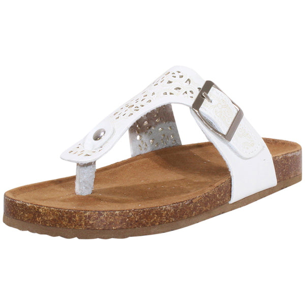 Cleome Youth Sandals White T-Strap