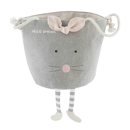 Mudpie Gray Canvas Easter Basket