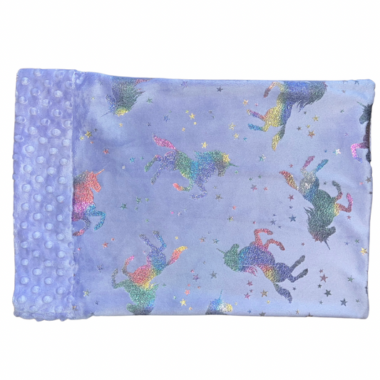 Lavender Sparkle Unicorn Travel Minky Pillow