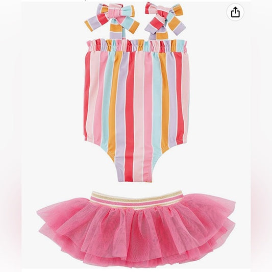 Stripe Swimsuit w/Tutu