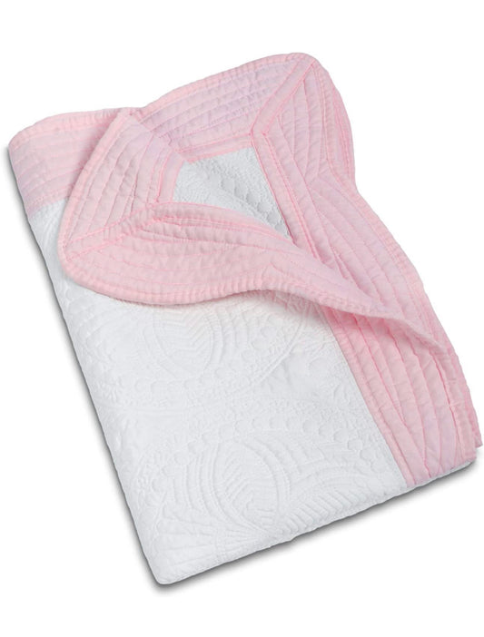 White w/pink Trim Baby Quilt