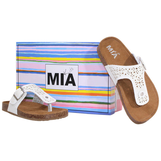 Cleome Youth Sandals White T-Strap